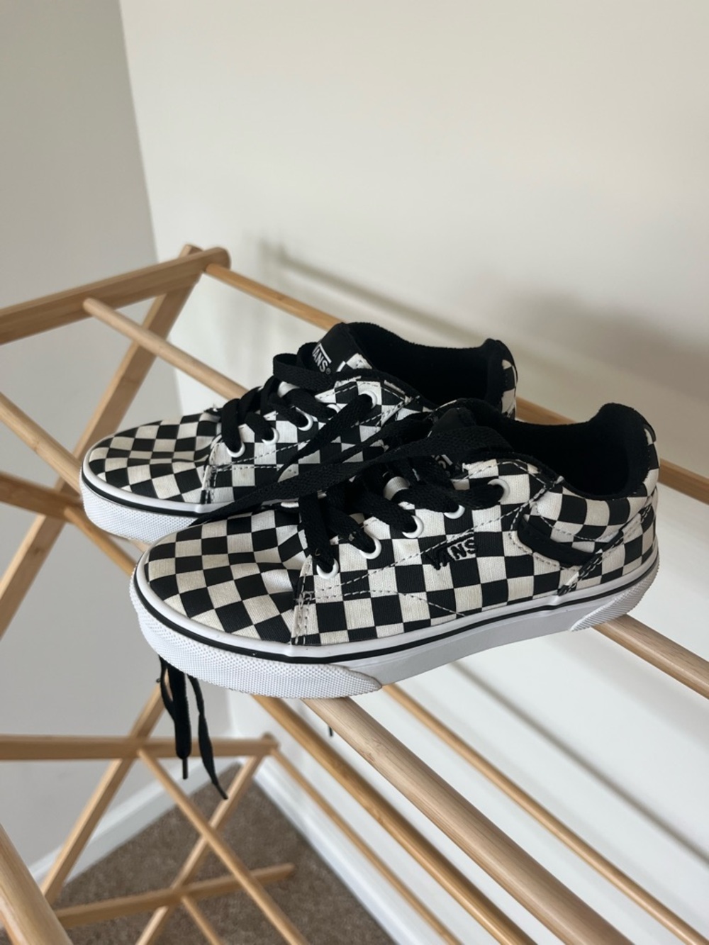 Vans Kids Black and White Checkerboard Low Top Sneakers